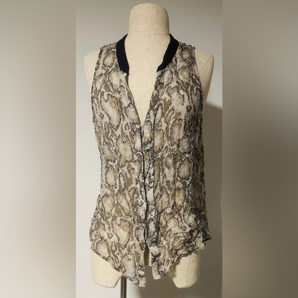 IKKS: Snakeskin Print Top with Earthy Tones